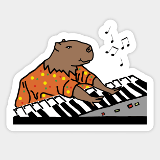 Funny Capybara Plays Piano Sticker